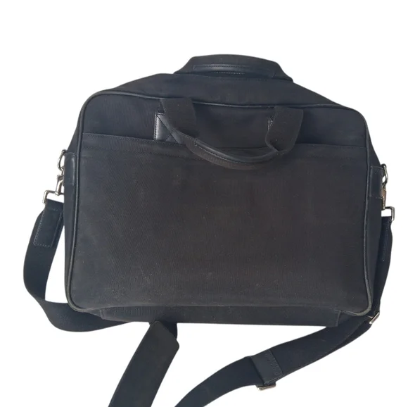 Coach Canvas & Leather Crossbody Laptop Bag Black - Picture 3 of 8